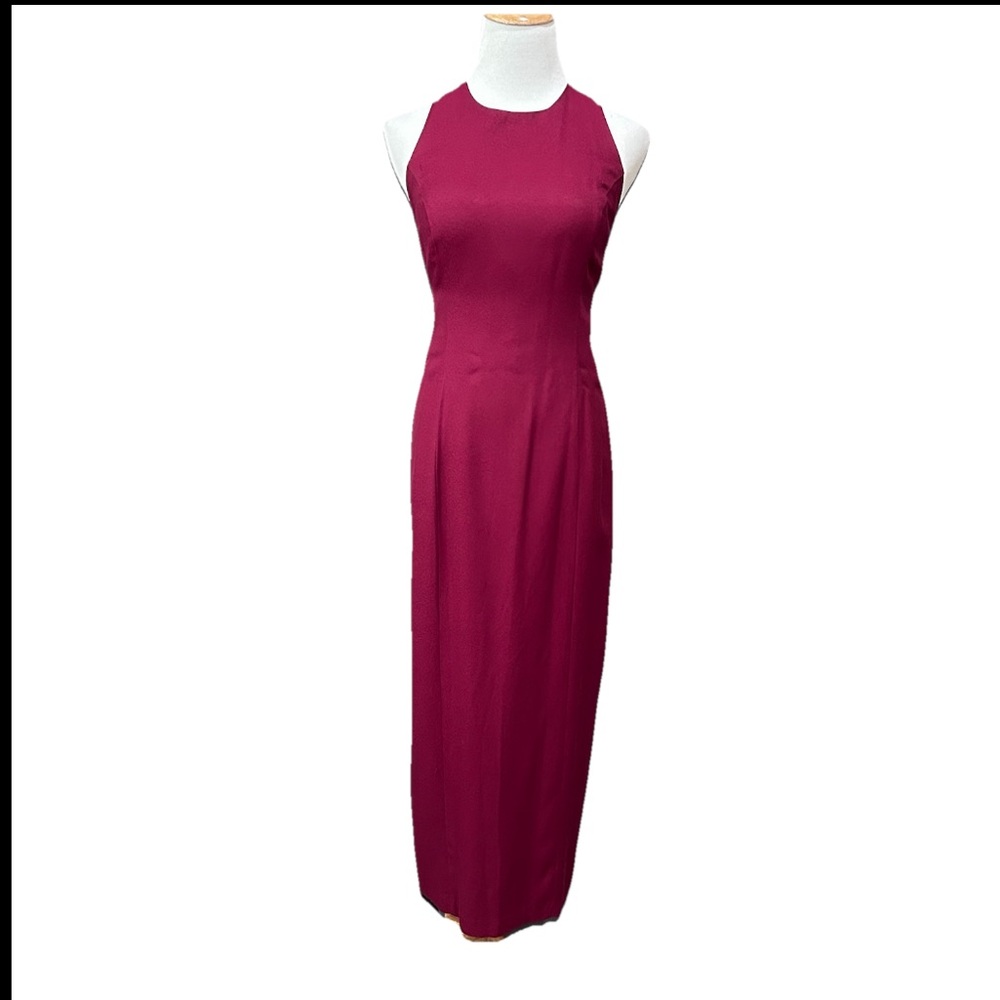 Vintage Chic Backless Magenta Dress